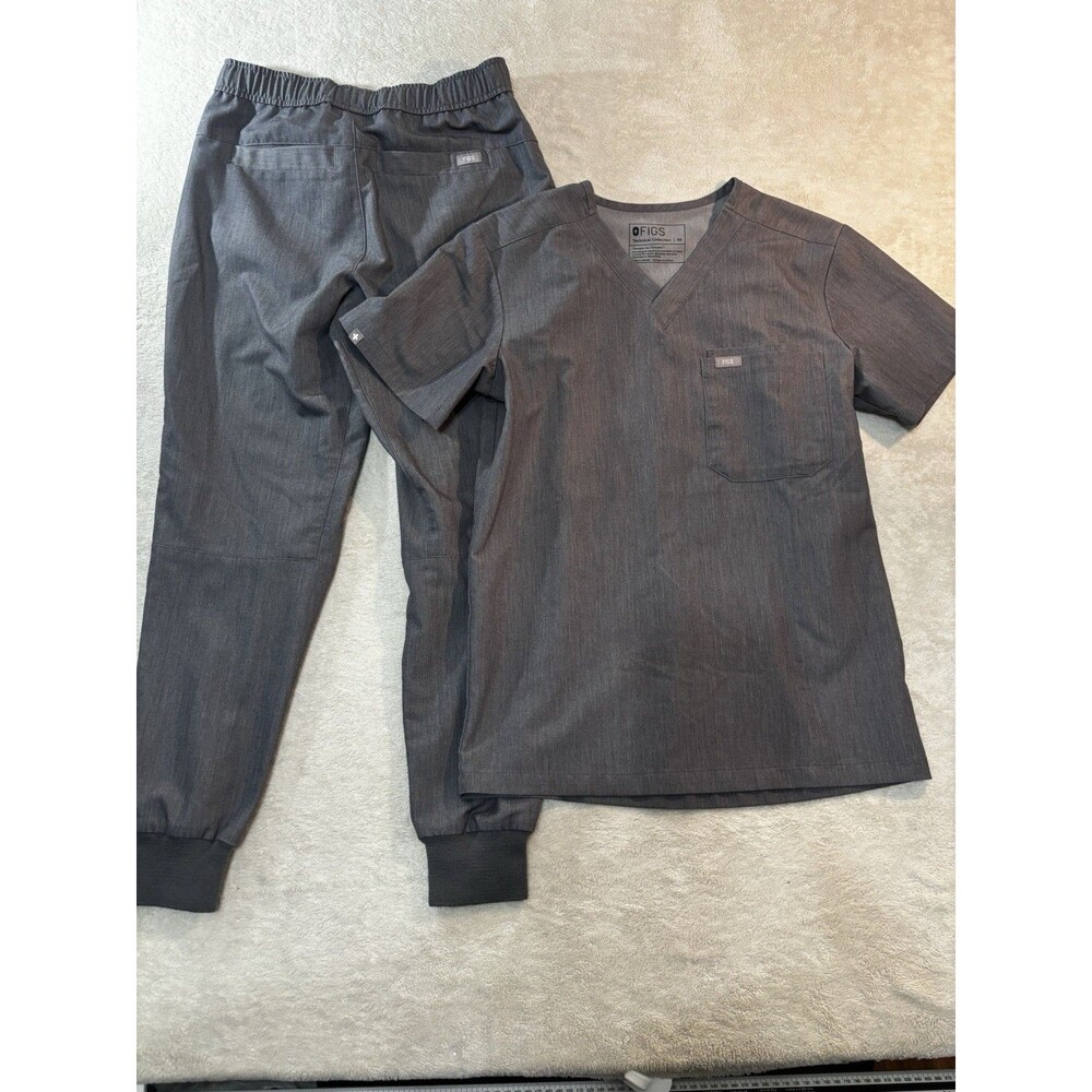 FIGS Scrub Set Catarina Top High Waisted Jogger Scrub Pants XS Graphite Gray